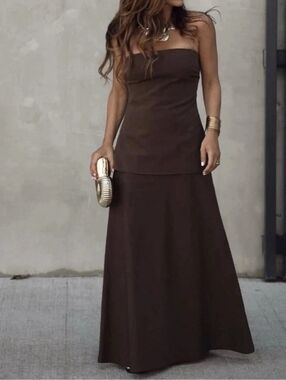 Zara | Strapless Cotton-Linen Blend Dress